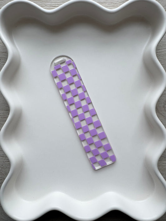 Wavy Checkered Bookmark - Purple