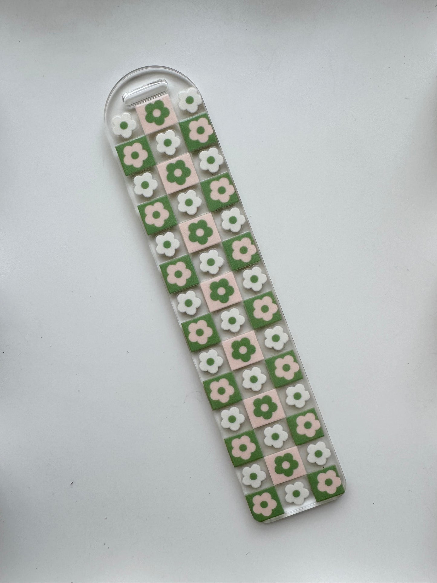 Groovy Florals & Checks Bookmark - Green